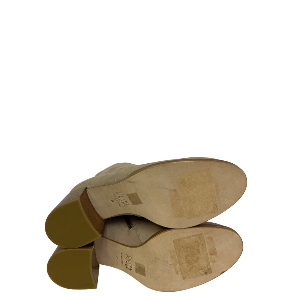 Eileen Fisher Taupe Suede Side-Zip Ankle Booties - Picture 8 of 9